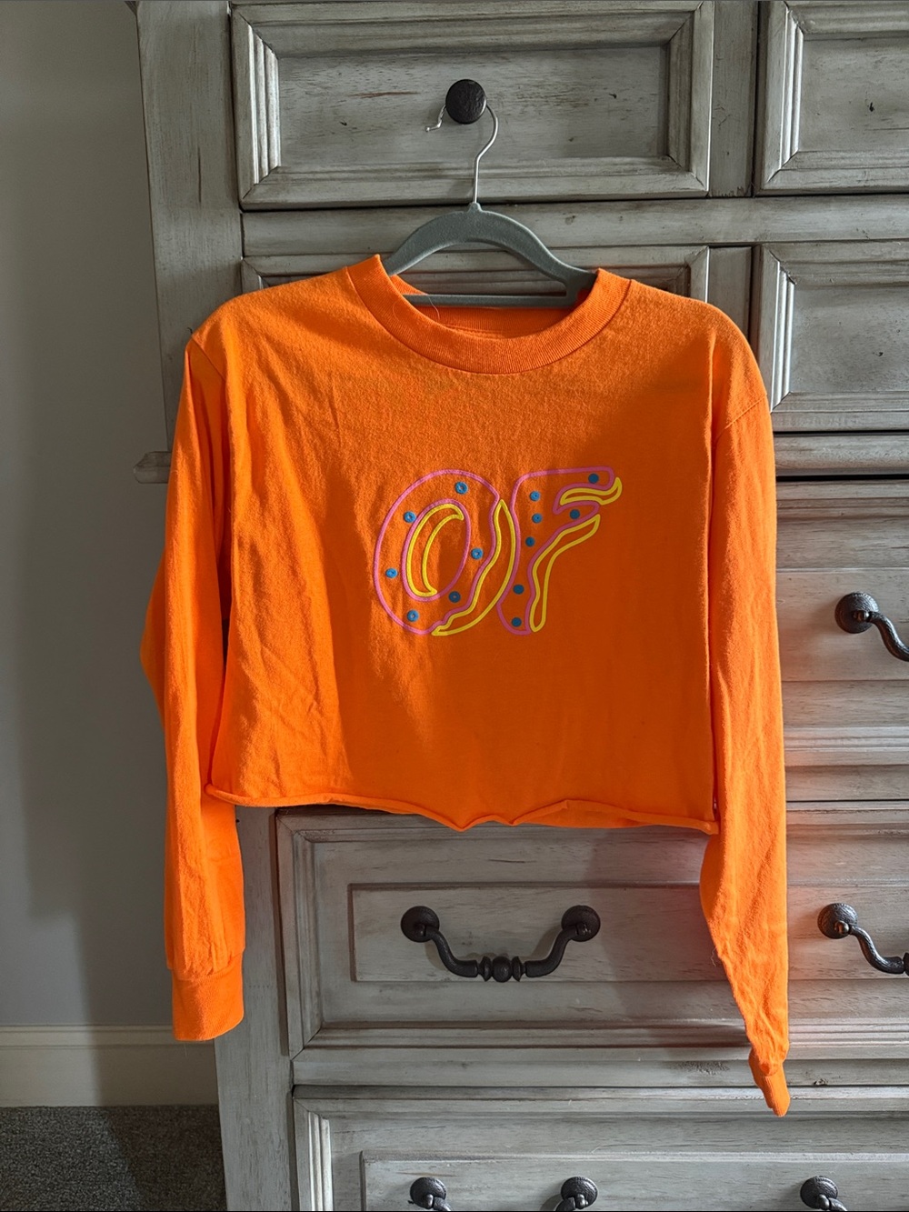 Odd Future Neon Orange Cropped Logo Long Sleeve